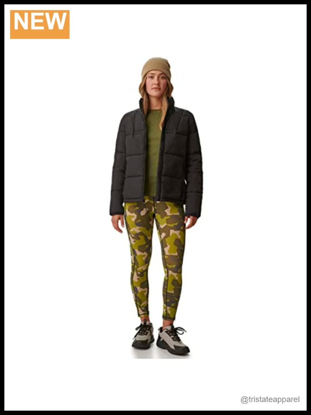 Women's Quilted Puffer Jacket with Stand Collar and Zippered Pockets